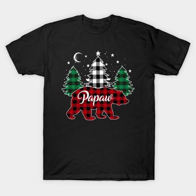 Papaw Bear Buffalo Red Plaid Matching Family Christmas T-Shirt by Marang